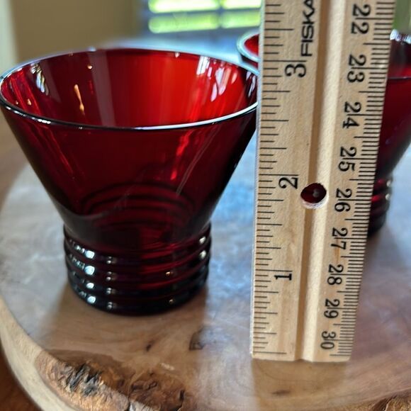 Vintage Anchor Hocking Windsor Royal Ruby Small Pedestal Cocktail Glasses - Picture 3 of 6